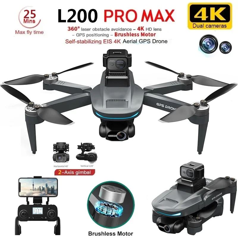 Drone Rc Pro - L200 PRO MAX Drone 4K 2-Axis