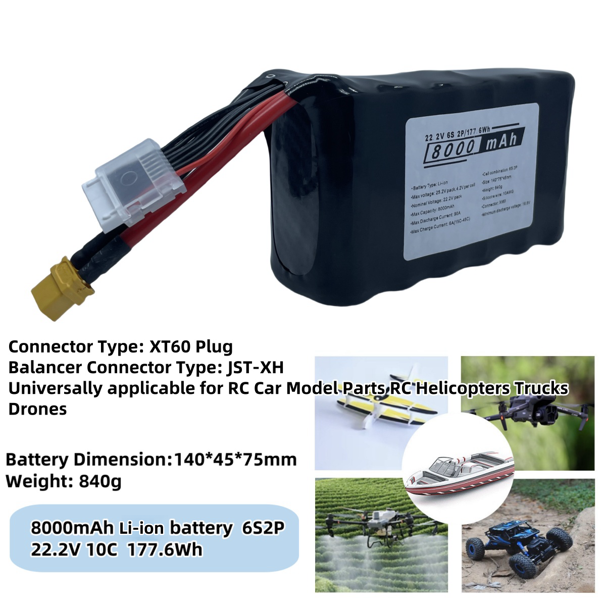 Drone Rc Truck - 6S2P 10C Battery 22.2V 8000mAh 177.6Wh