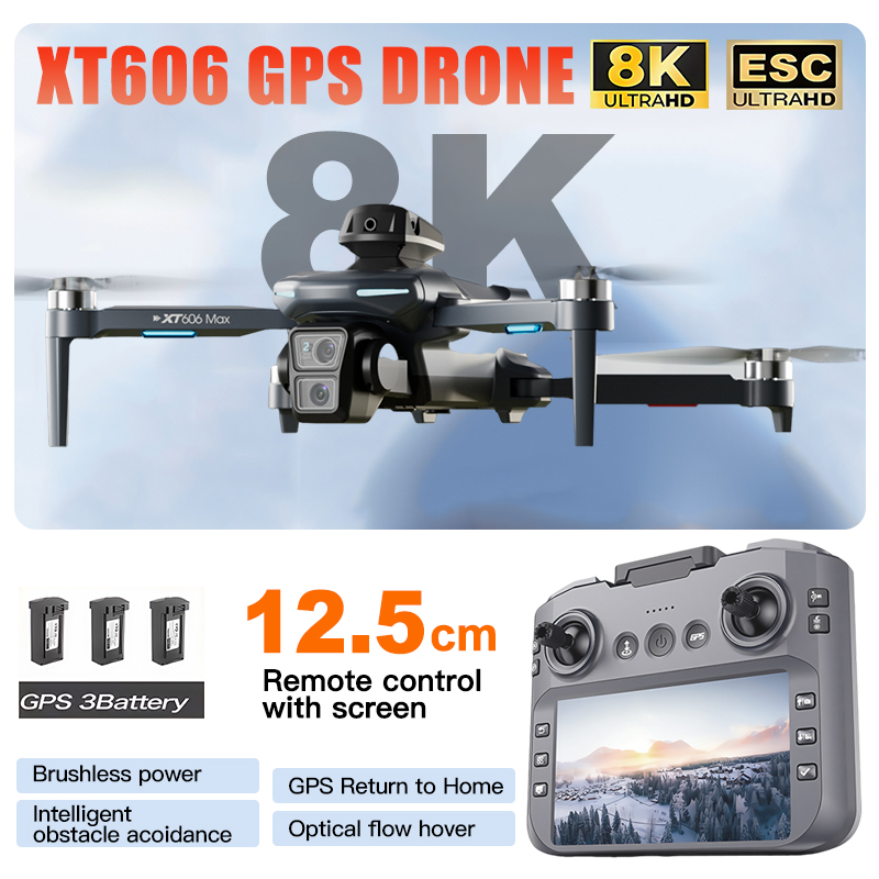 Drone Ls Rc - XT606 MAX 3 battery Drone 4k