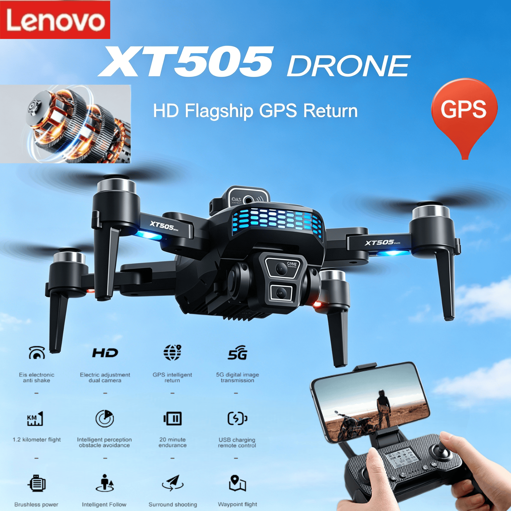 Lenovo XT505 Brushless  Foldab - Xt505 Rc Drone recensie en prijs